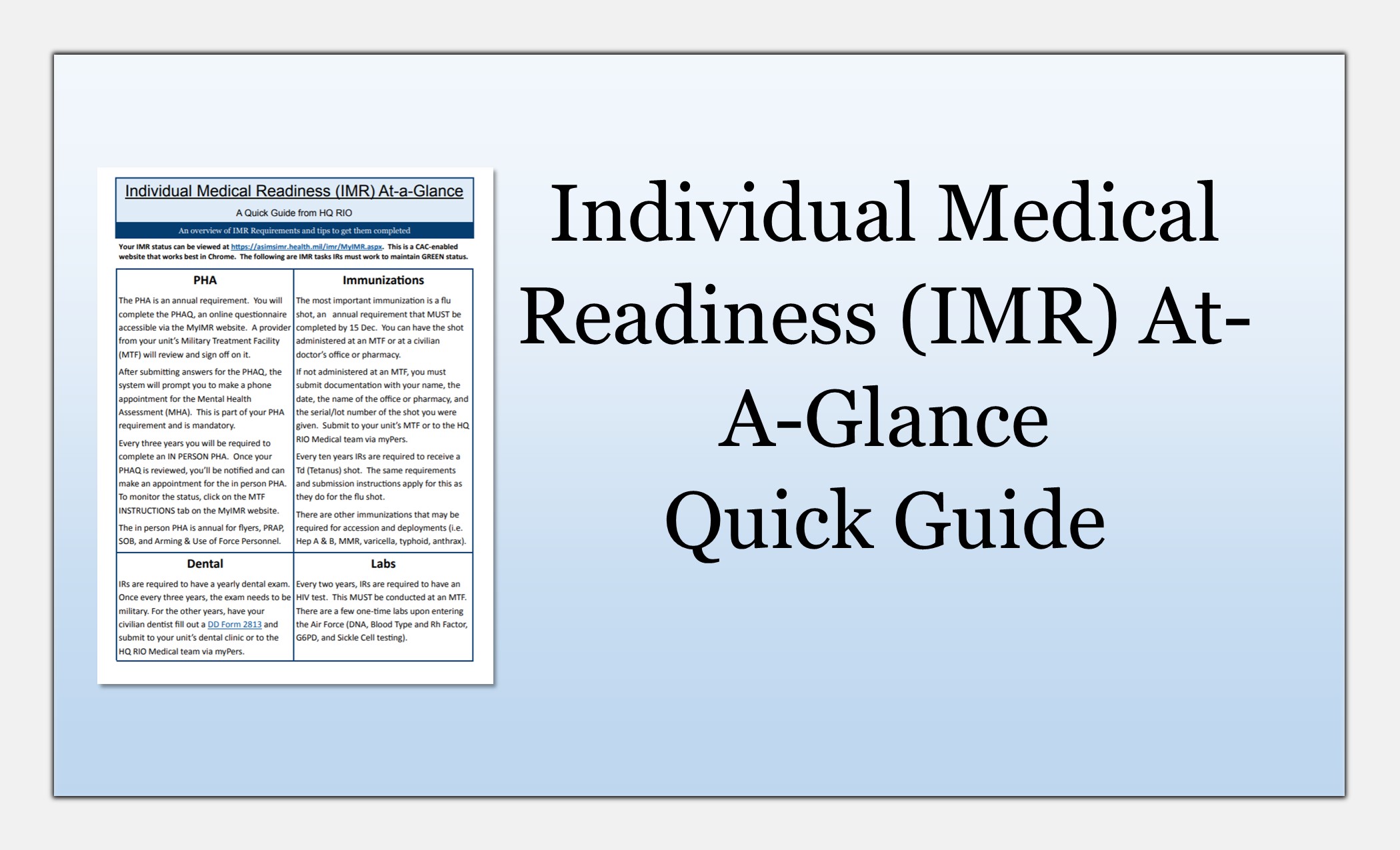IMR at-a-glance thumbnail link