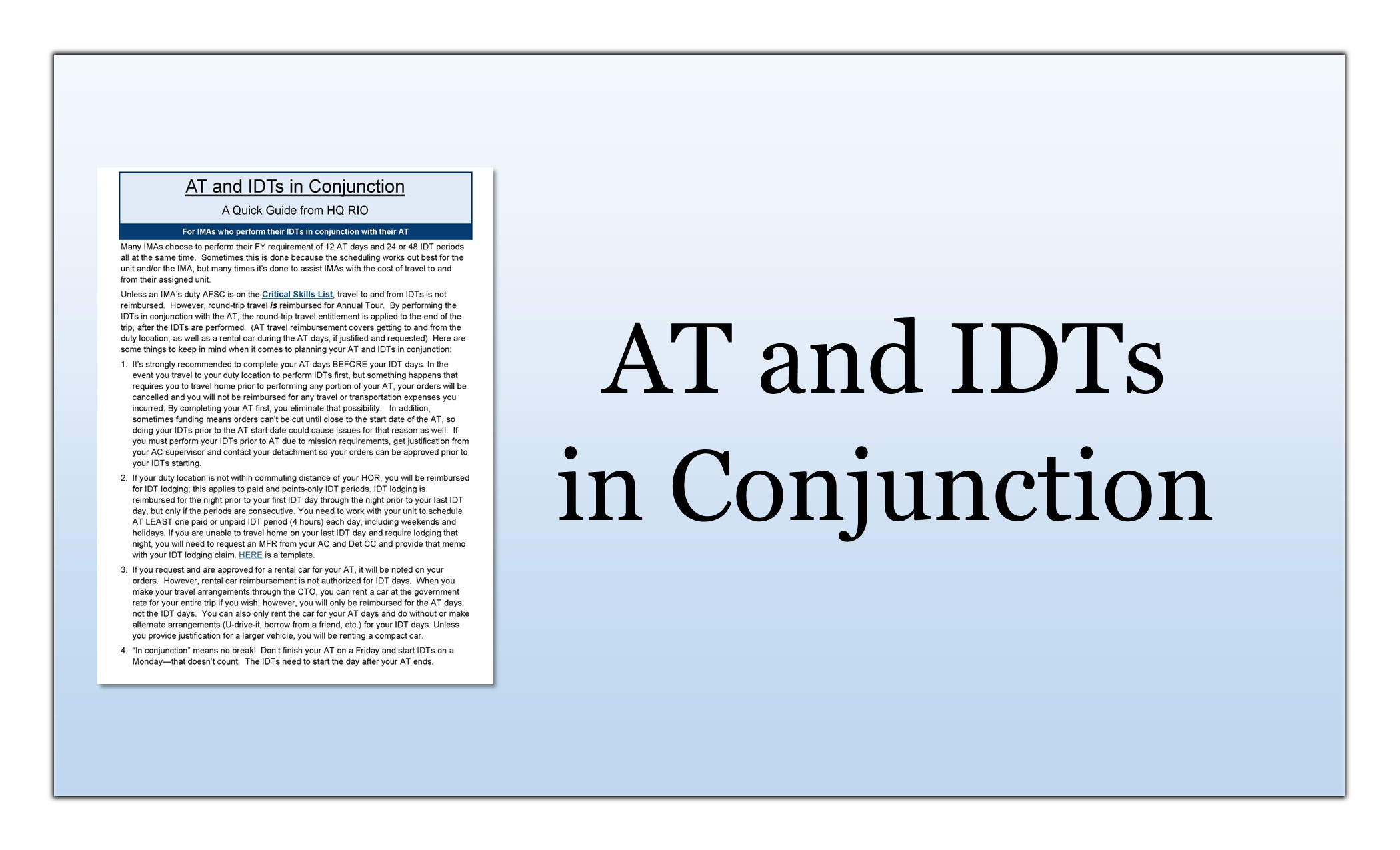 AT IDTs in Conjunction Quick Guide graphic link