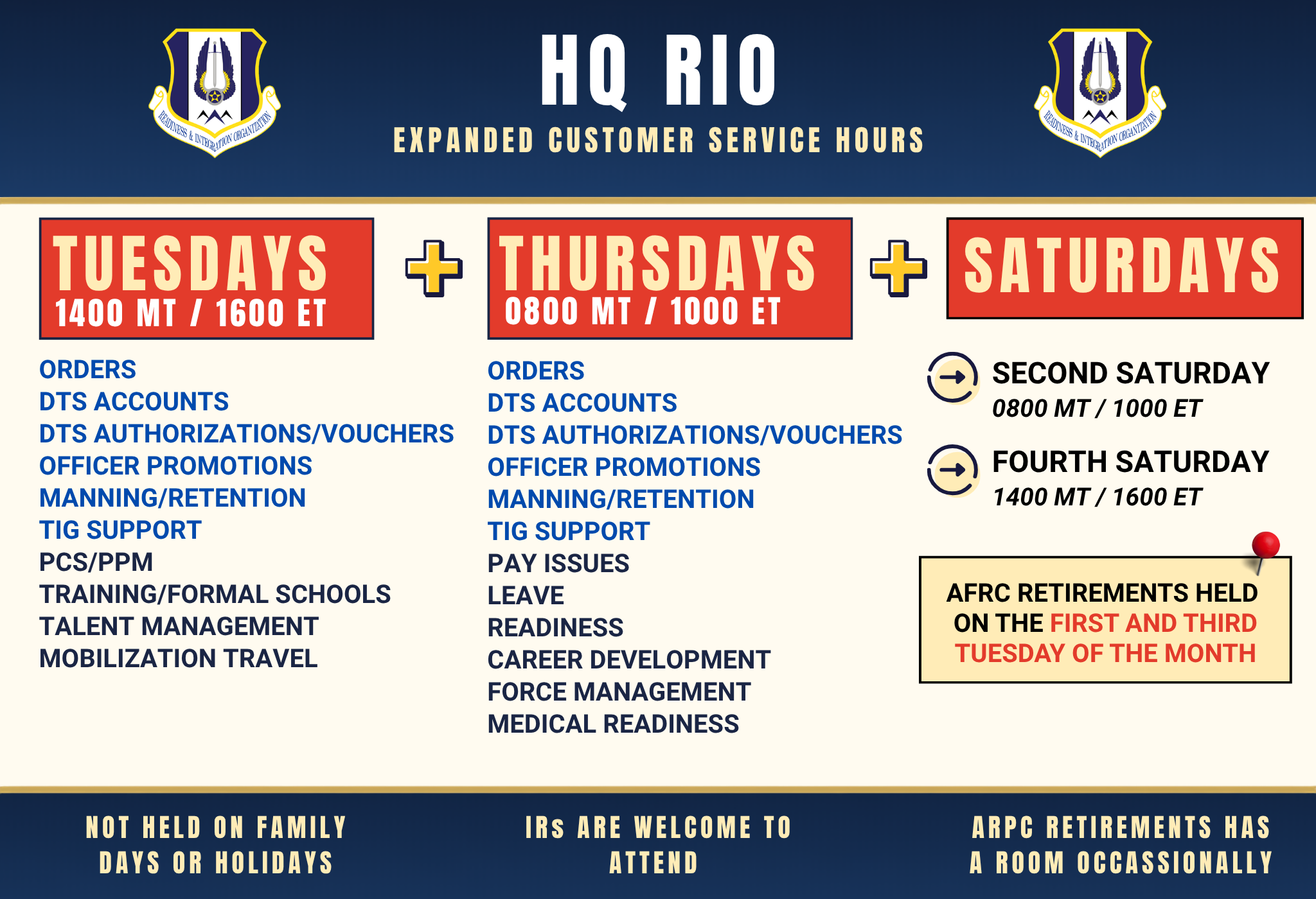 RIO CUSTOMER SERVICE HOURS