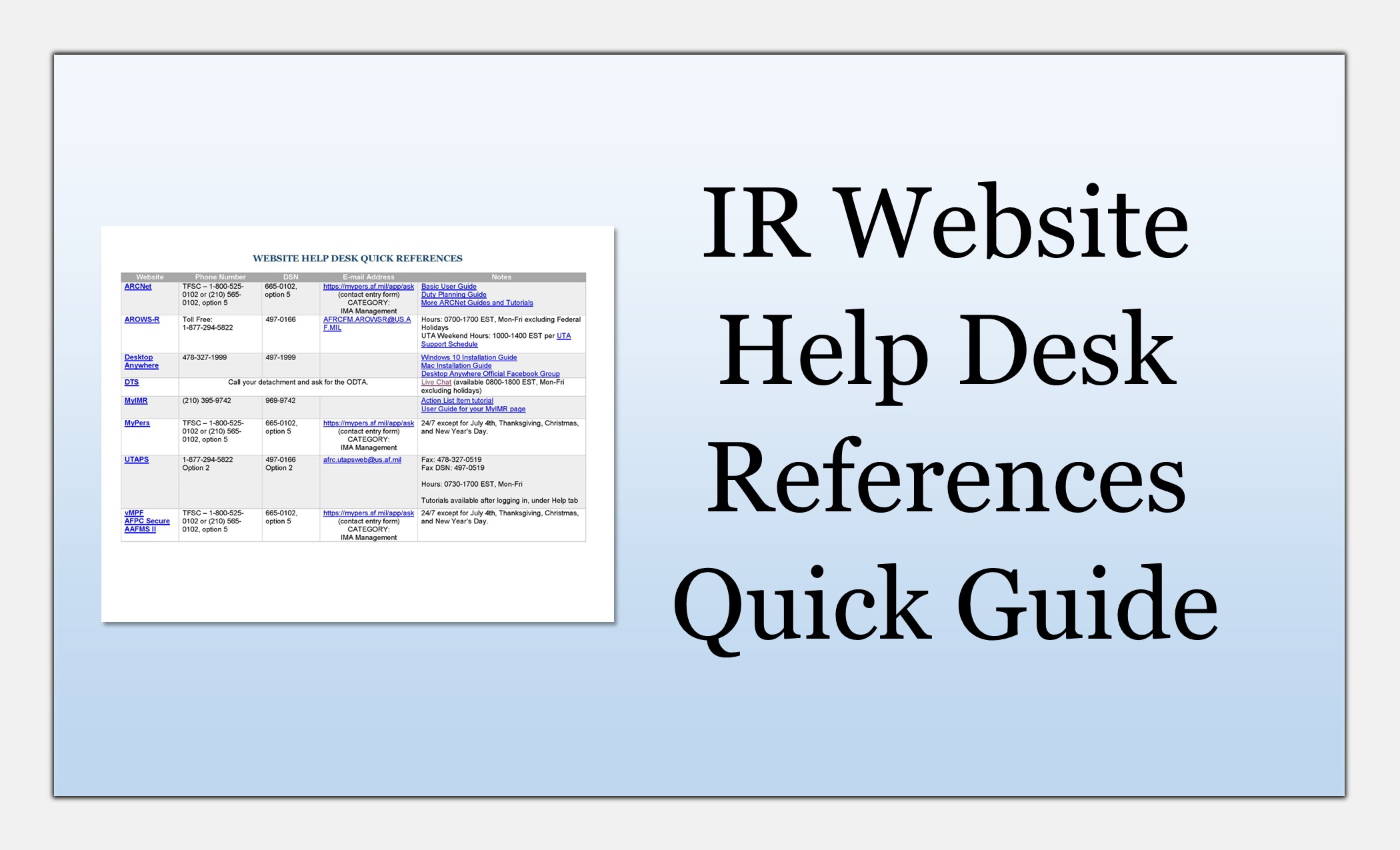 IR Website Help Desk Quick Reference thumbnail link