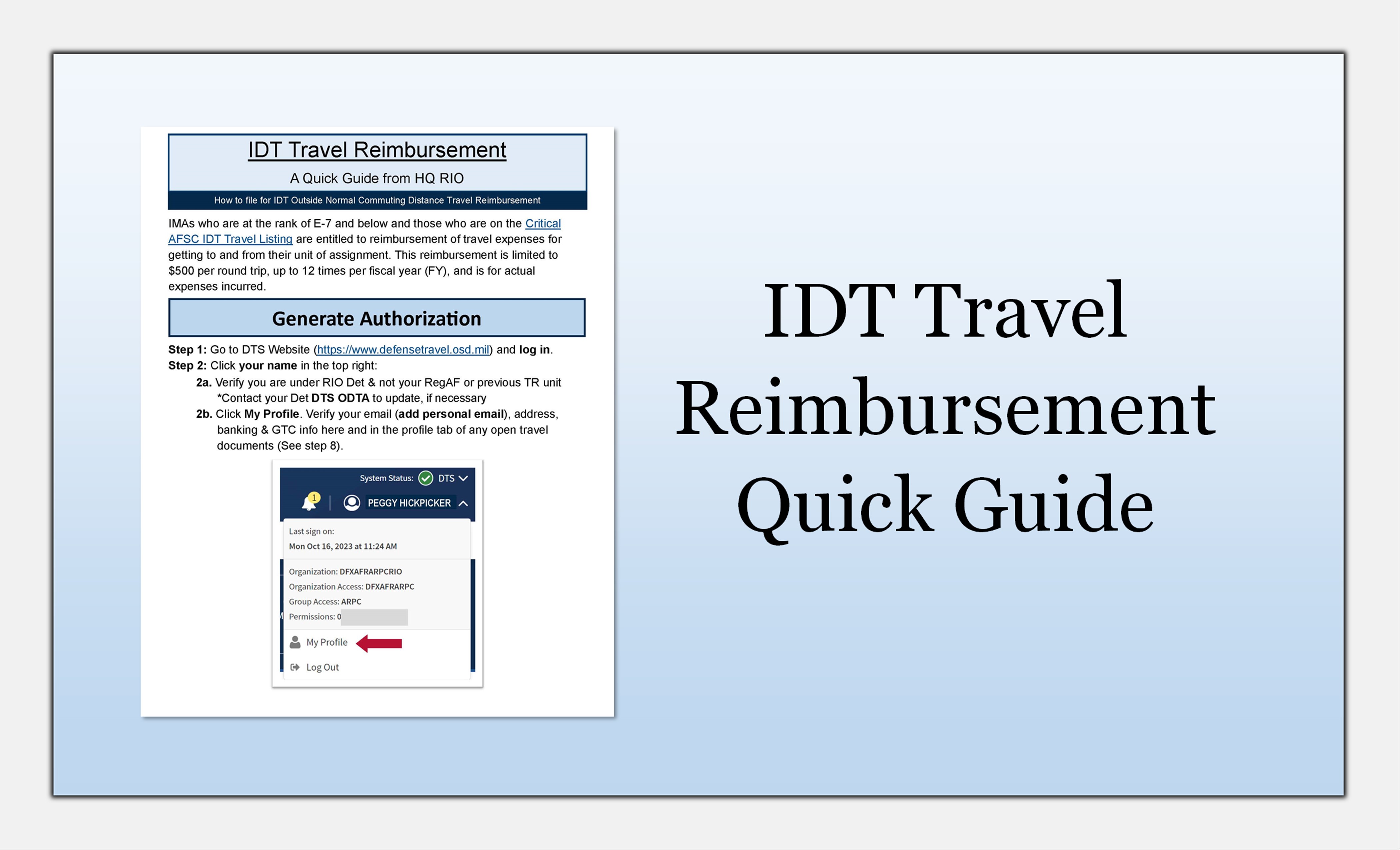 IDT Travel Reimbursement Quick Guide graphic link