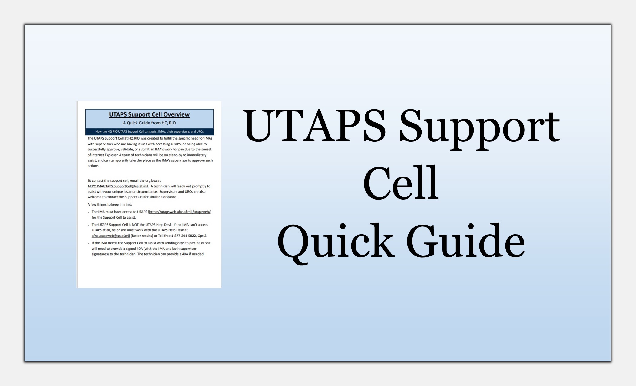 UTAPS Support Cell Quick Guide thumbnail link